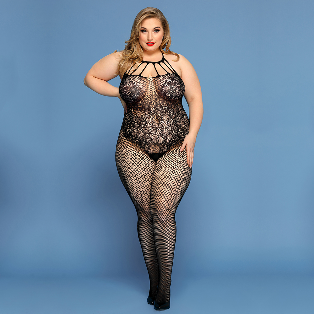 p91168 BLACK BODYSUIT & BODYSTOCKING - Image 1