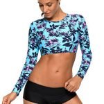 Long Sleeve Cropped Crisscross Hollow-out Back Bathing Suit