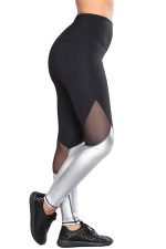 Silver Metallic Bottom Detail Active Stretch Leggings