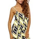 Multicolor Zigzag Print Spaghetti Strap Tankini Swim Top