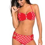 Red White Dots Bow Detail High Waist Bathing Suit