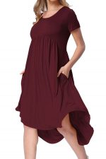 Rufous Short Sleeve High Low Pleated Casual Swing Dress - Image 7