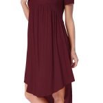 Rufous Short Sleeve High Low Pleated Casual Swing Dress