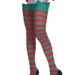 Red Green Striped Over The Knee Pantyhose