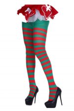 Red Green Striped Over The Knee Pantyhose