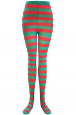 Red Green Striped Over The Knee Pantyhose - Image 2