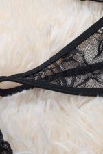 Black Ruffled Lace-up Strappy Lace Teddy Lingerie - Image 18
