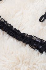 Black Ruffled Lace-up Strappy Lace Teddy Lingerie - Image 16
