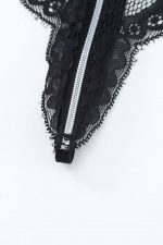 Black Zip-up Lace Bra and Panty Set - Image 13
