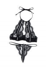 Black Zip-up Lace Bra and Panty Set - Image 11