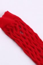 Red High Cut Deep-V Lace & Net Thong Back Teddy Lingerie - Image 9