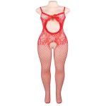 Black Plus Size Stretchy Body Stockings With Breathable Net - Image 11