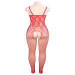 Black Plus Size Stretchy Body Stockings With Breathable Net - Image 9