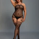 Black Plus Size Sensual Seamless Garter Bodystocking