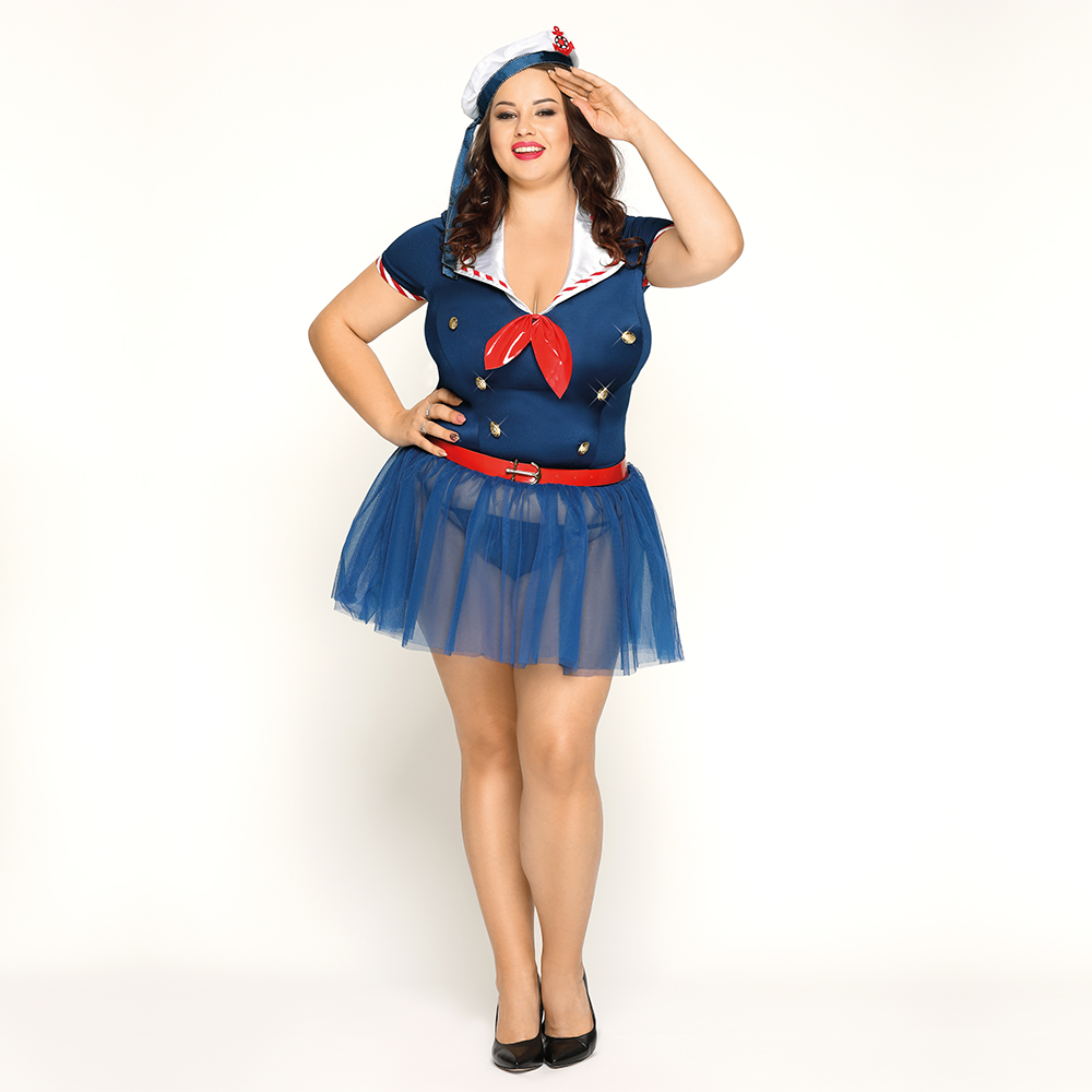 P81118 Women's Plus Size Cosplay Airline Stewardess Uniform - Image 1