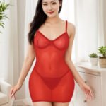Red Sheer Underwire With Corset-Style Tie Up