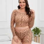 Plus Size Invisible leopard Print Lingerie Set