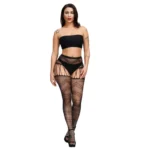 Black Women's Hollow Out Sling Non-Slip One-Piece Stockings - Image 5