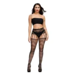 Black Women's Hollow Out Sling Non-Slip One-Piece Stockings - Image 3