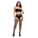 Black Women's Hollow Out Sling Non-Slip One-Piece Stockings - Image 9