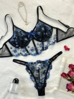Floral Embroidery Lingerie Set – Sheer Boho Erotic Bra & Panty for Women - Image 2