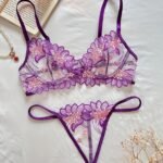 Luxury  Floral Embroidered Lingerie Set – Sheer Bra & Panty for Women