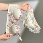 Floral Embroidery Lingerie Set – Elegant Push Up Bra & Panty for Women - Image 4