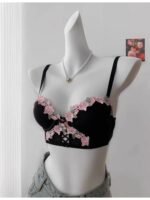 Floral Embroidery Lingerie Set – Elegant Push Up Bra & Panty for Women