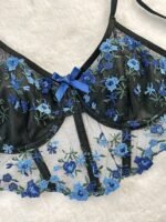 Floral Embroidery Lingerie Set – Sheer Boho Erotic Bra & Panty for Women - Image 4