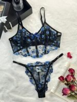 Floral Embroidery Lingerie Set – Sheer Boho Erotic Bra & Panty for Women - Image 6