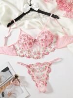 Floral Embroidery Lingerie Set – Sheer Boho Erotic Bra & Panty for Women - Image 8