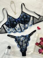 Floral Embroidery Lingerie Set – Sheer Boho Erotic Bra & Panty for Women - Image 9